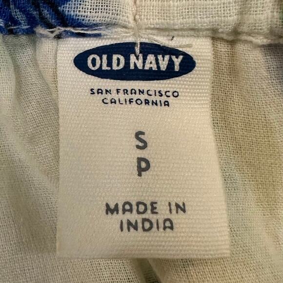 Old Navy Small Off-Shoulder 3/4 Dress Green/Blue Floral Birds Resort Summer Cute - Picture 7 of 11